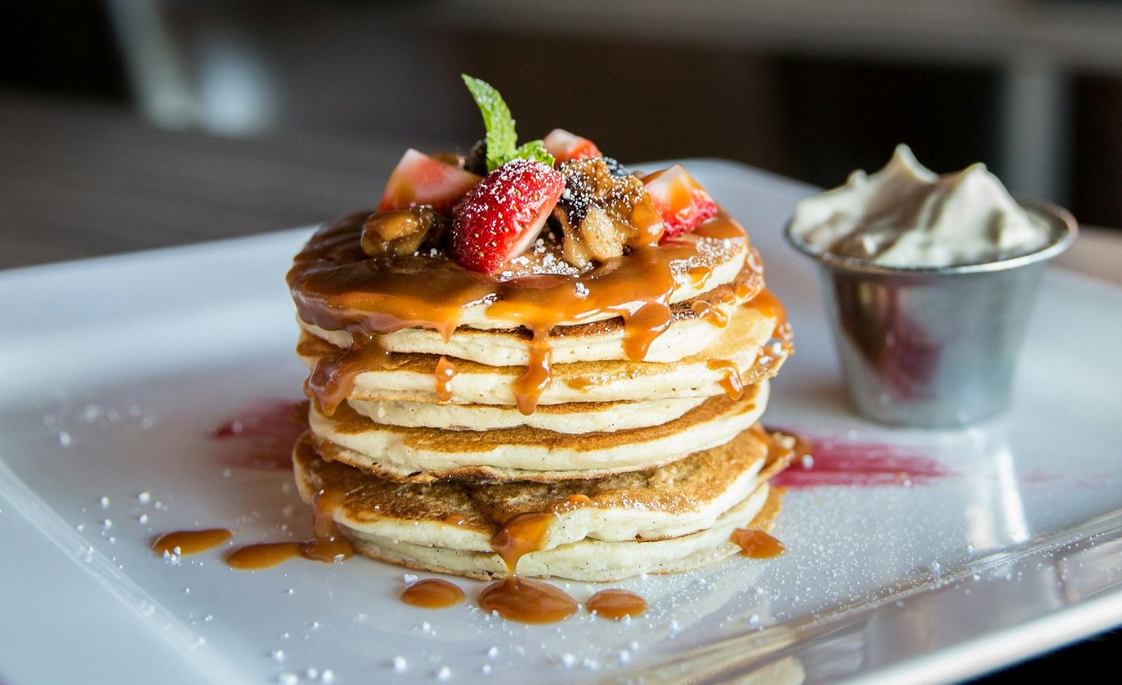 pancake with sliced strawberry